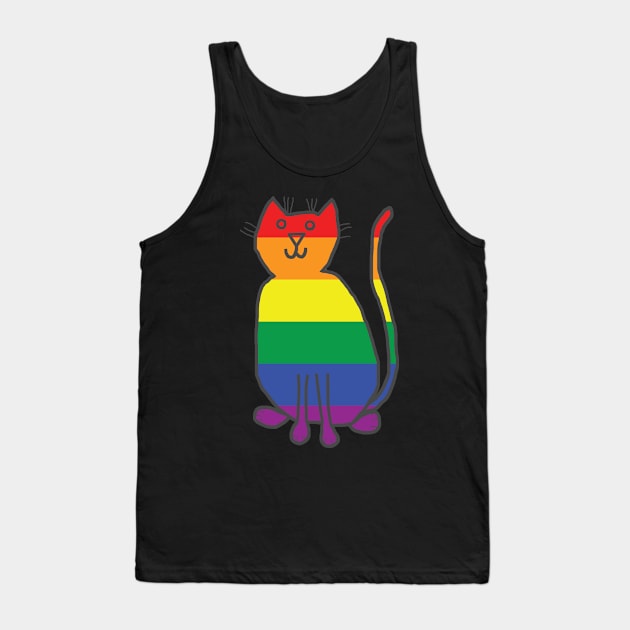 Kitty Cat Pride Tank Top by ellenhenryart